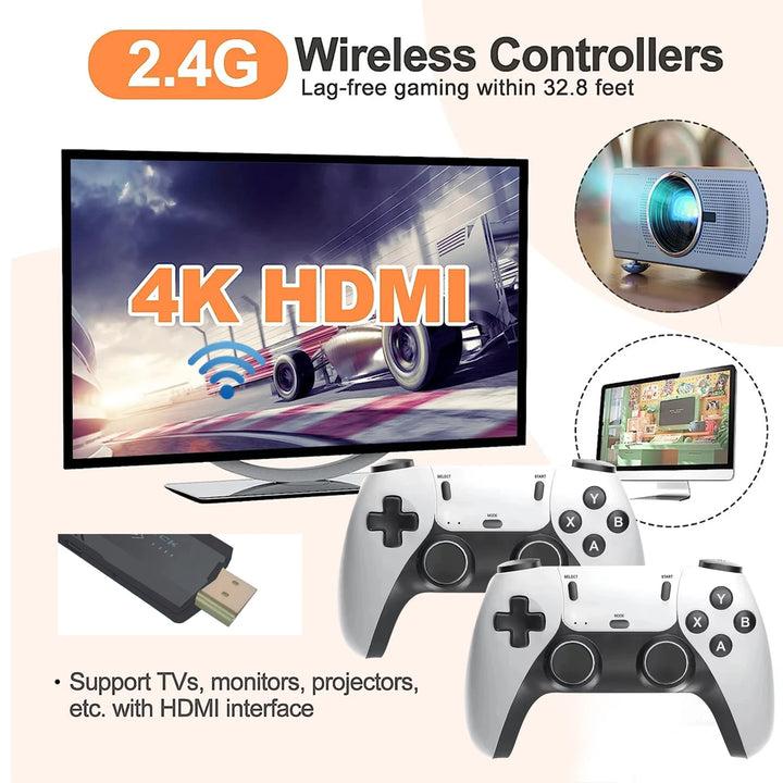 UTBOX X2 Pro 2.4G wireless controllers with 4K HDMI retro game display
