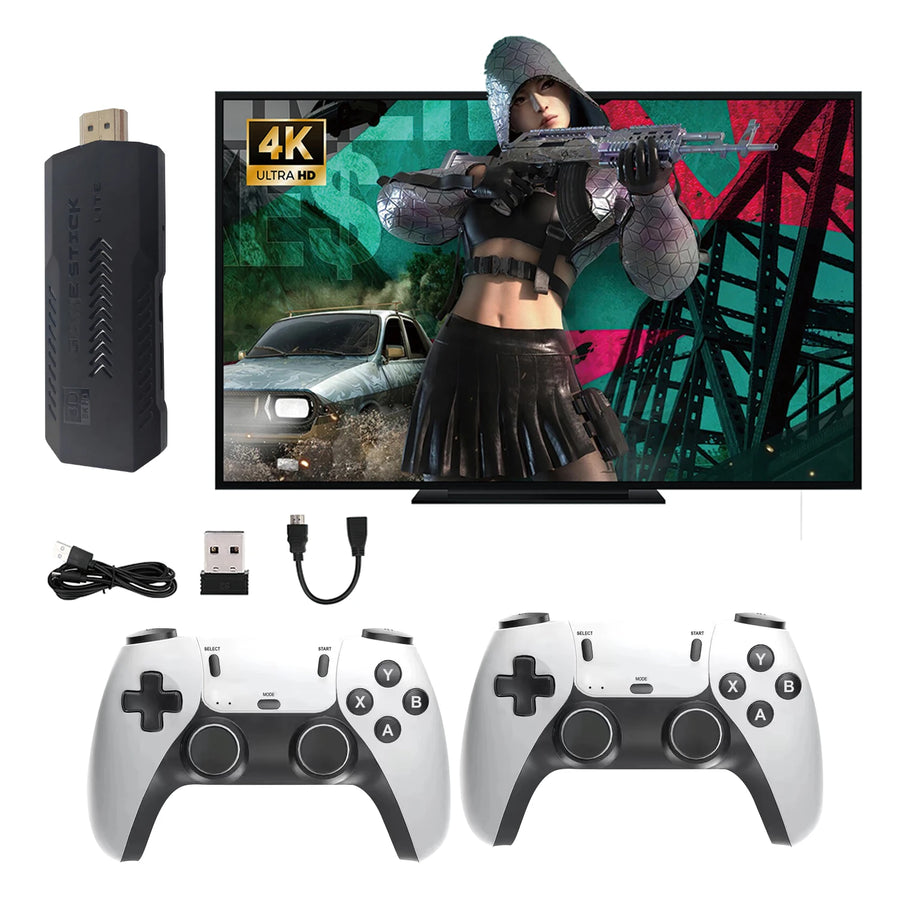UTBOX X2 Pro 4K HDMI retro game stick bundle with two wireless controllers